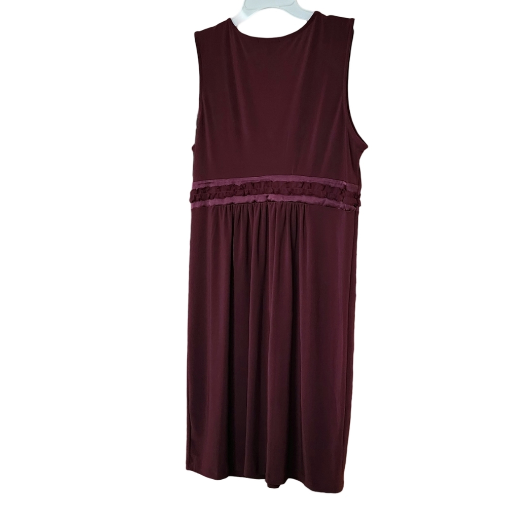 Y2K Daisy Fuentes Moda Burgundy Midi Dress Large Empire Waist Cocktail - Picture 3 of 7